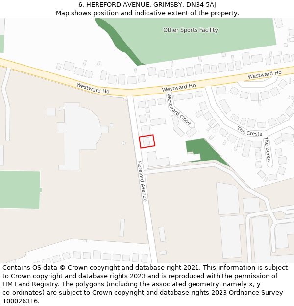6, HEREFORD AVENUE, GRIMSBY, DN34 5AJ: Location map and indicative extent of plot