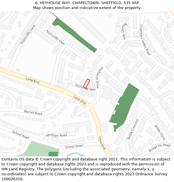 6, HEYHOUSE WAY, CHAPELTOWN, SHEFFIELD, S35 3AP: Location map and indicative extent of plot