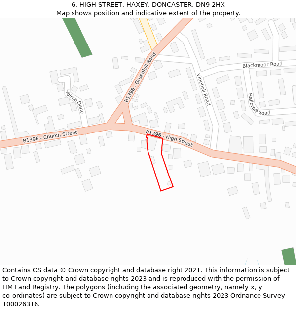 6, HIGH STREET, HAXEY, DONCASTER, DN9 2HX: Location map and indicative extent of plot