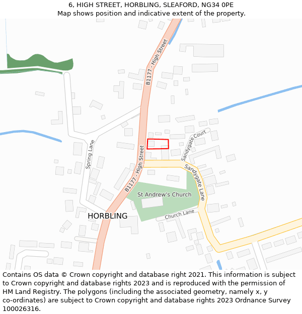 6, HIGH STREET, HORBLING, SLEAFORD, NG34 0PE: Location map and indicative extent of plot