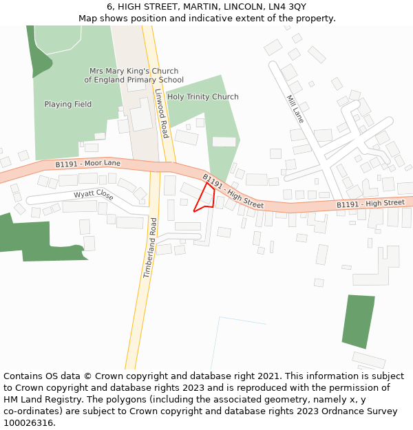 6, HIGH STREET, MARTIN, LINCOLN, LN4 3QY: Location map and indicative extent of plot