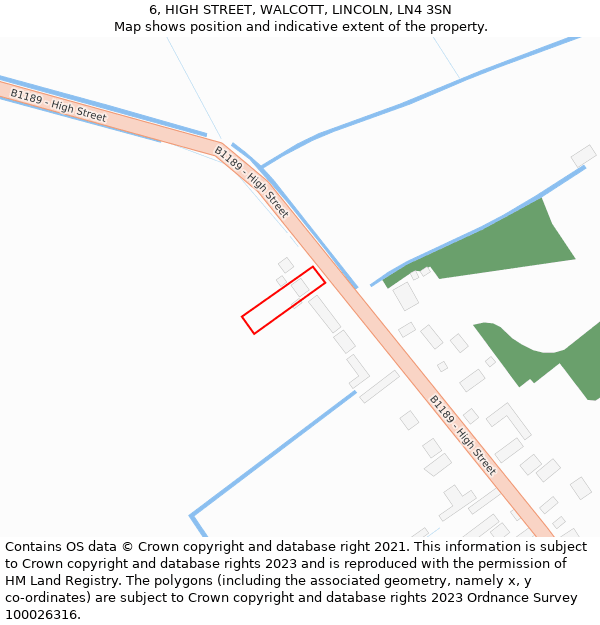 6, HIGH STREET, WALCOTT, LINCOLN, LN4 3SN: Location map and indicative extent of plot