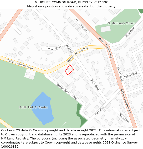 6, HIGHER COMMON ROAD, BUCKLEY, CH7 3NG: Location map and indicative extent of plot