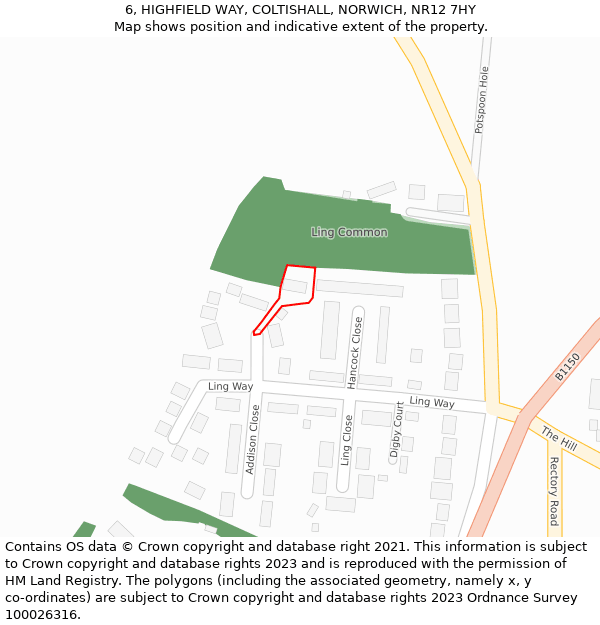 6, HIGHFIELD WAY, COLTISHALL, NORWICH, NR12 7HY: Location map and indicative extent of plot