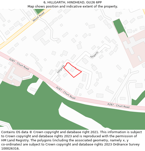 6, HILLGARTH, HINDHEAD, GU26 6PP: Location map and indicative extent of plot