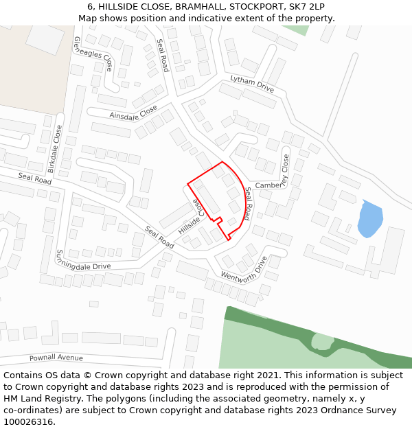 6, HILLSIDE CLOSE, BRAMHALL, STOCKPORT, SK7 2LP: Location map and indicative extent of plot