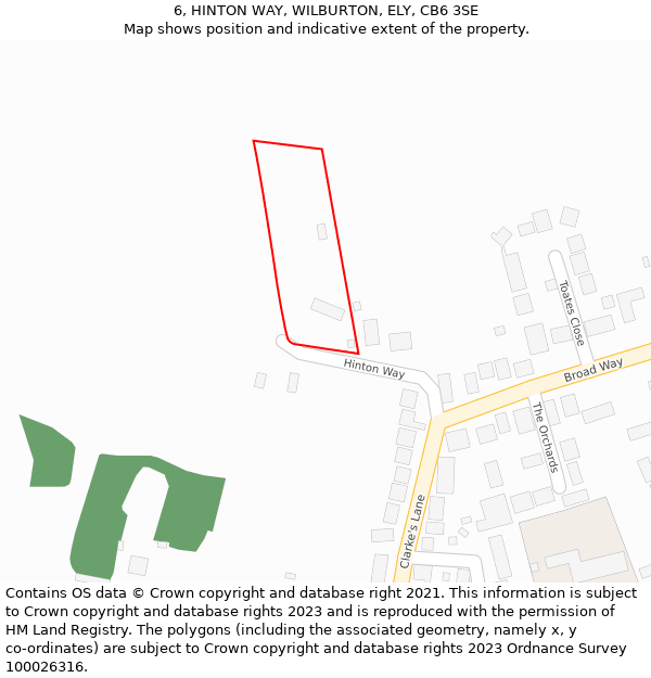 6, HINTON WAY, WILBURTON, ELY, CB6 3SE: Location map and indicative extent of plot
