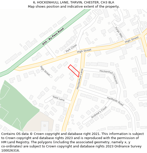 6, HOCKENHULL LANE, TARVIN, CHESTER, CH3 8LA: Location map and indicative extent of plot