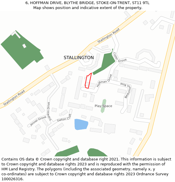 6, HOFFMAN DRIVE, BLYTHE BRIDGE, STOKE-ON-TRENT, ST11 9TL: Location map and indicative extent of plot