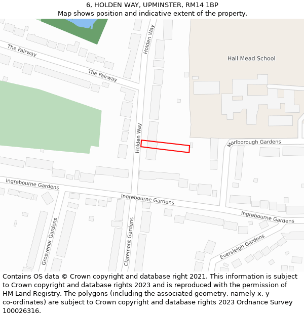 6, HOLDEN WAY, UPMINSTER, RM14 1BP: Location map and indicative extent of plot