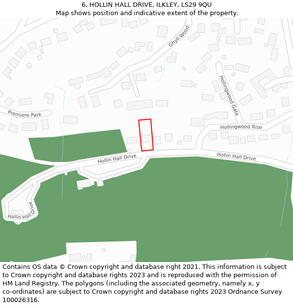 6, HOLLIN HALL DRIVE, ILKLEY, LS29 9QU: Location map and indicative extent of plot