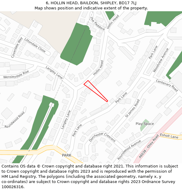 6, HOLLIN HEAD, BAILDON, SHIPLEY, BD17 7LJ: Location map and indicative extent of plot