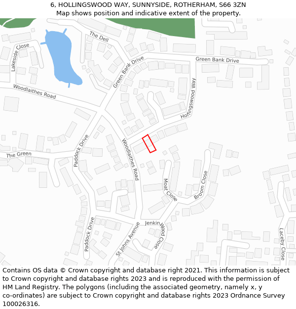 6, HOLLINGSWOOD WAY, SUNNYSIDE, ROTHERHAM, S66 3ZN: Location map and indicative extent of plot