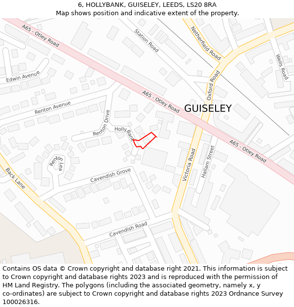 6, HOLLYBANK, GUISELEY, LEEDS, LS20 8RA: Location map and indicative extent of plot