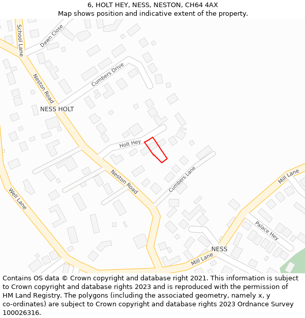 6, HOLT HEY, NESS, NESTON, CH64 4AX: Location map and indicative extent of plot