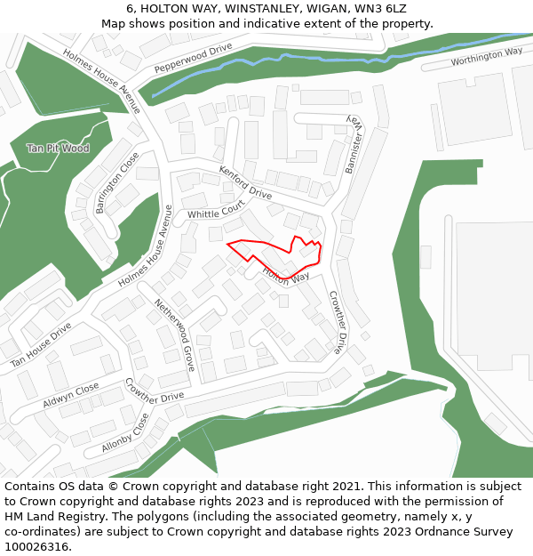 6, HOLTON WAY, WINSTANLEY, WIGAN, WN3 6LZ: Location map and indicative extent of plot