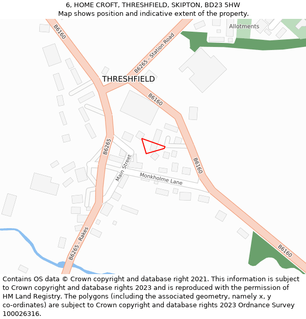 6, HOME CROFT, THRESHFIELD, SKIPTON, BD23 5HW: Location map and indicative extent of plot