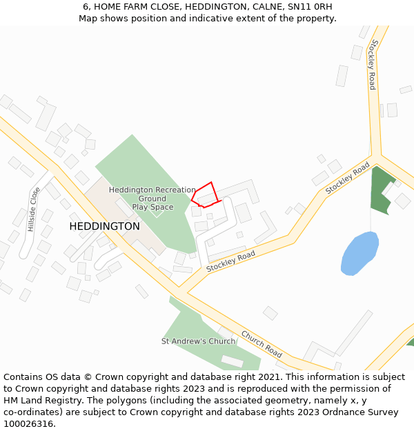 6, HOME FARM CLOSE, HEDDINGTON, CALNE, SN11 0RH: Location map and indicative extent of plot