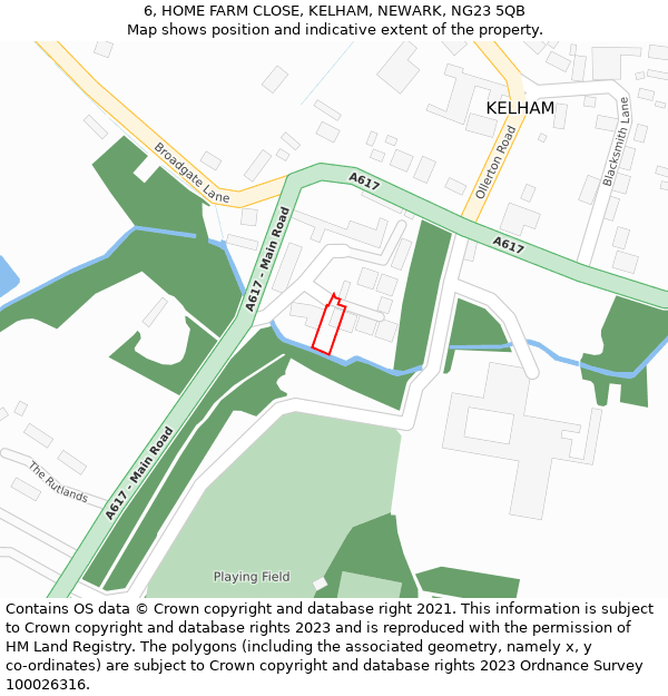 6, HOME FARM CLOSE, KELHAM, NEWARK, NG23 5QB: Location map and indicative extent of plot