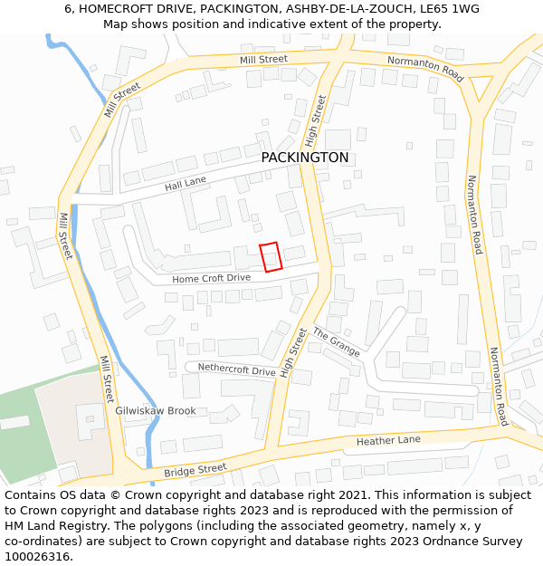 6, HOMECROFT DRIVE, PACKINGTON, ASHBY-DE-LA-ZOUCH, LE65 1WG: Location map and indicative extent of plot