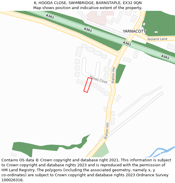 6, HOODA CLOSE, SWIMBRIDGE, BARNSTAPLE, EX32 0QN: Location map and indicative extent of plot