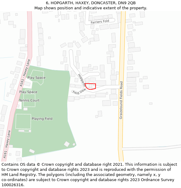 6, HOPGARTH, HAXEY, DONCASTER, DN9 2QB: Location map and indicative extent of plot