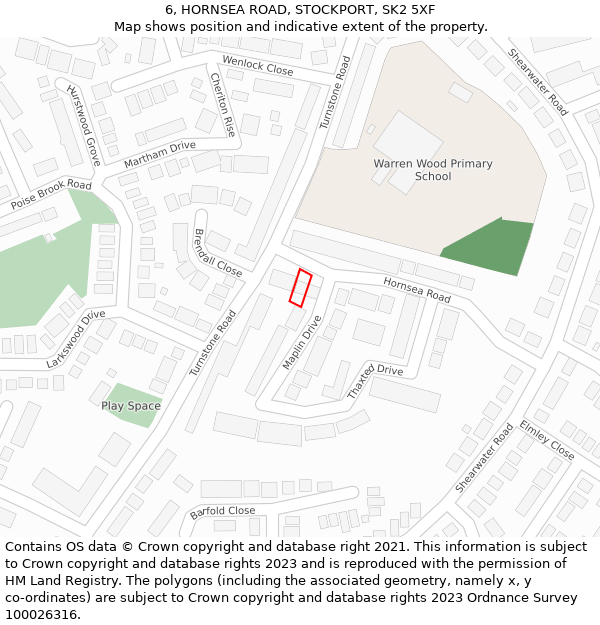 6, HORNSEA ROAD, STOCKPORT, SK2 5XF: Location map and indicative extent of plot
