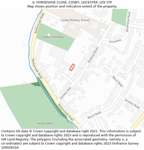 6, HORSESHOE CLOSE, COSBY, LEICESTER, LE9 1TP: Location map and indicative extent of plot