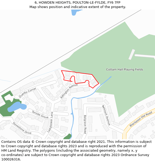 6, HOWDEN HEIGHTS, POULTON-LE-FYLDE, FY6 7FP: Location map and indicative extent of plot