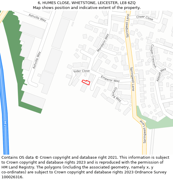 6, HUMES CLOSE, WHETSTONE, LEICESTER, LE8 6ZQ: Location map and indicative extent of plot