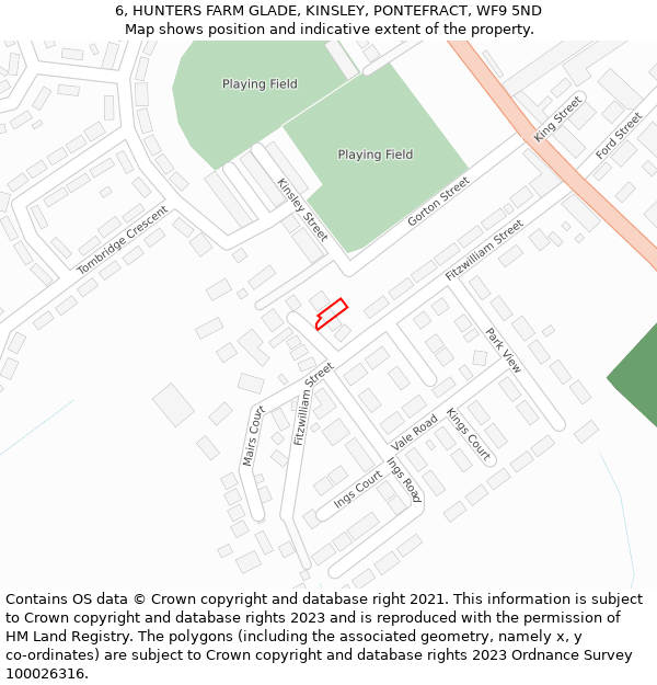 6, HUNTERS FARM GLADE, KINSLEY, PONTEFRACT, WF9 5ND: Location map and indicative extent of plot