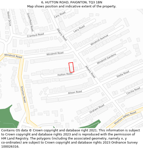 6, HUTTON ROAD, PAIGNTON, TQ3 1BN: Location map and indicative extent of plot