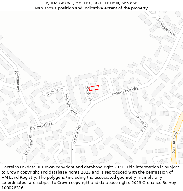 6, IDA GROVE, MALTBY, ROTHERHAM, S66 8SB: Location map and indicative extent of plot