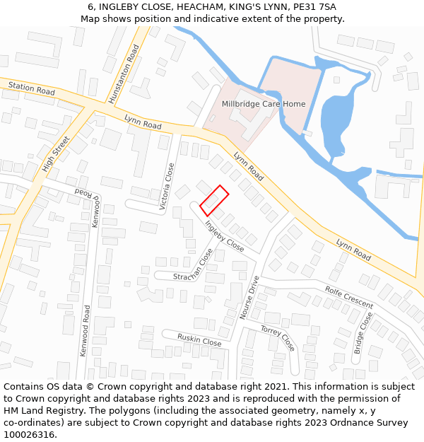 6, INGLEBY CLOSE, HEACHAM, KING'S LYNN, PE31 7SA: Location map and indicative extent of plot