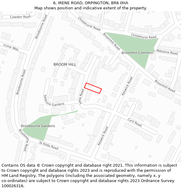 6, IRENE ROAD, ORPINGTON, BR6 0HA: Location map and indicative extent of plot