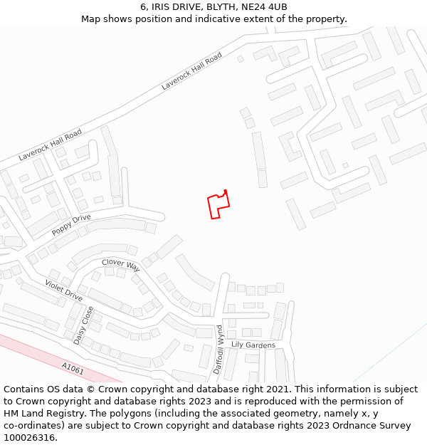6, IRIS DRIVE, BLYTH, NE24 4UB: Location map and indicative extent of plot