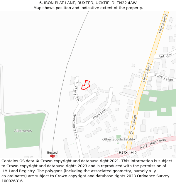6, IRON PLAT LANE, BUXTED, UCKFIELD, TN22 4AW: Location map and indicative extent of plot