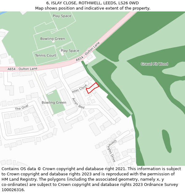 6, ISLAY CLOSE, ROTHWELL, LEEDS, LS26 0WD: Location map and indicative extent of plot