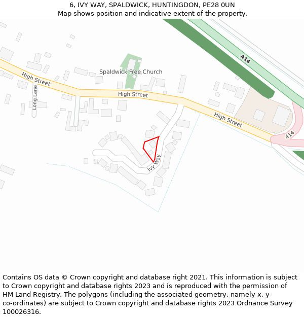 6, IVY WAY, SPALDWICK, HUNTINGDON, PE28 0UN: Location map and indicative extent of plot