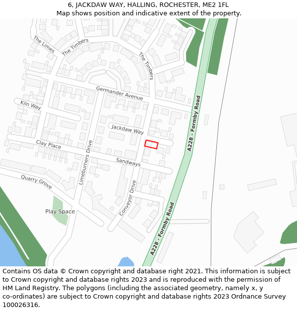 6, JACKDAW WAY, HALLING, ROCHESTER, ME2 1FL: Location map and indicative extent of plot