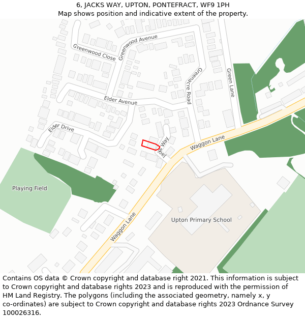 6, JACKS WAY, UPTON, PONTEFRACT, WF9 1PH: Location map and indicative extent of plot