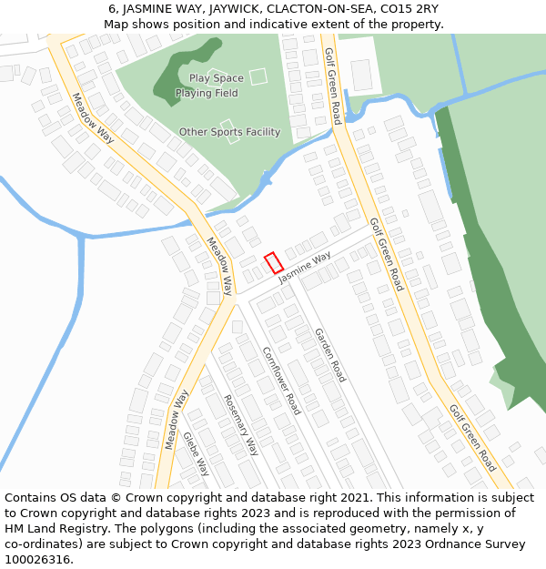 6, JASMINE WAY, JAYWICK, CLACTON-ON-SEA, CO15 2RY: Location map and indicative extent of plot