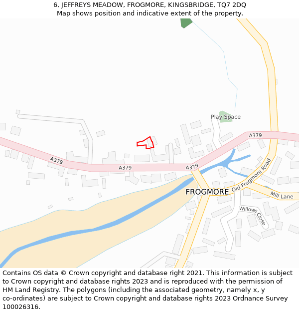 6, JEFFREYS MEADOW, FROGMORE, KINGSBRIDGE, TQ7 2DQ: Location map and indicative extent of plot