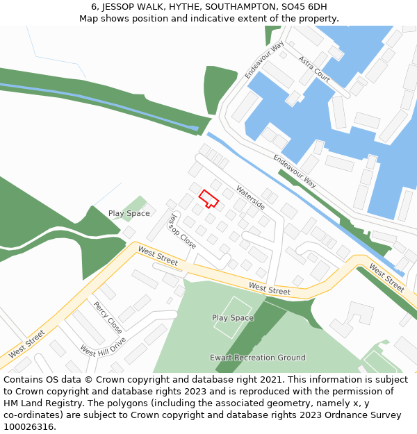 6, JESSOP WALK, HYTHE, SOUTHAMPTON, SO45 6DH: Location map and indicative extent of plot