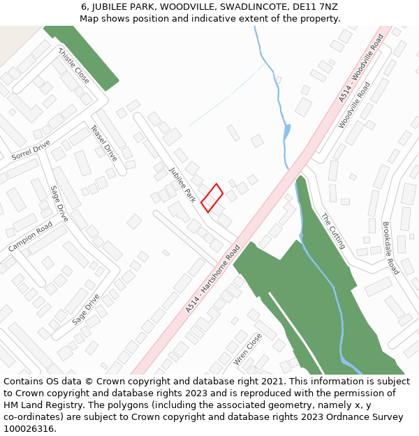 6, JUBILEE PARK, WOODVILLE, SWADLINCOTE, DE11 7NZ: Location map and indicative extent of plot