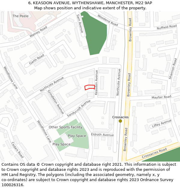 6, KEASDON AVENUE, WYTHENSHAWE, MANCHESTER, M22 9AP: Location map and indicative extent of plot