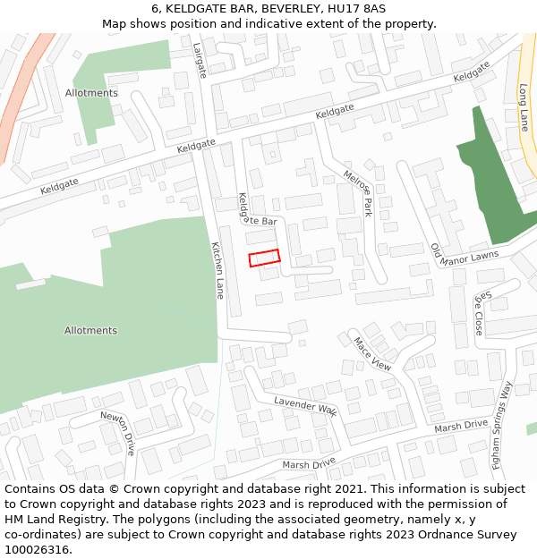 6, KELDGATE BAR, BEVERLEY, HU17 8AS: Location map and indicative extent of plot