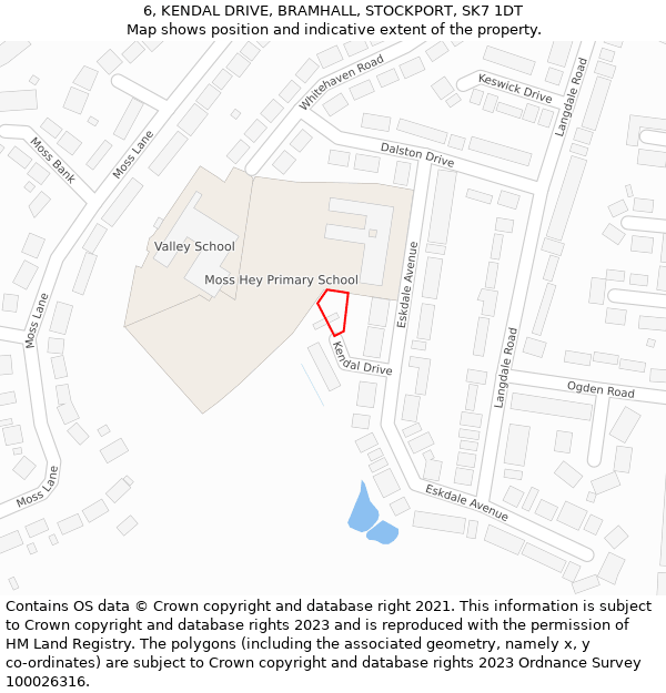 6, KENDAL DRIVE, BRAMHALL, STOCKPORT, SK7 1DT: Location map and indicative extent of plot