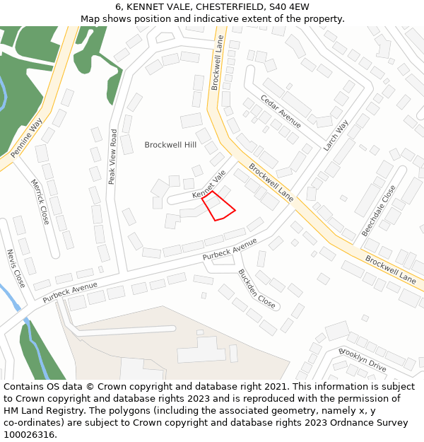 6, KENNET VALE, CHESTERFIELD, S40 4EW: Location map and indicative extent of plot