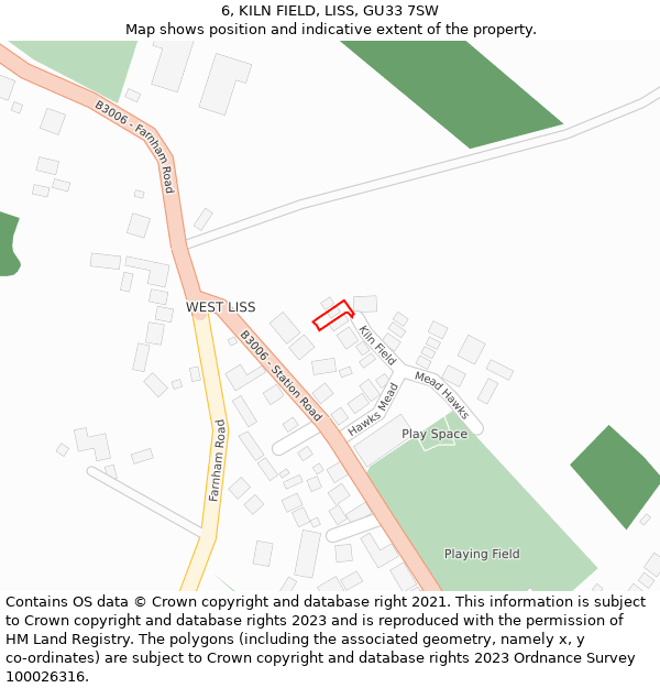 6, KILN FIELD, LISS, GU33 7SW: Location map and indicative extent of plot